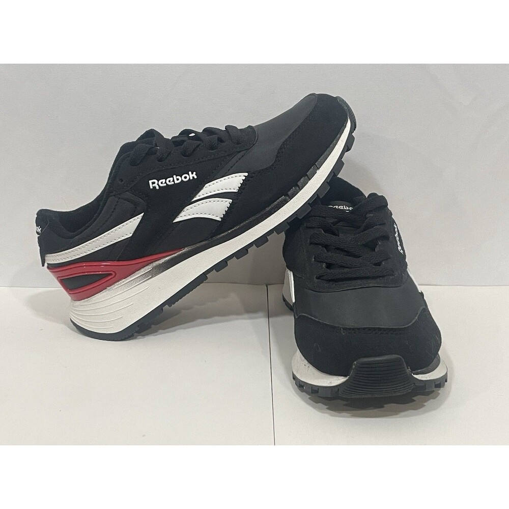 Reebok Mens/youth Classic Sneaker Black White Red Size 4